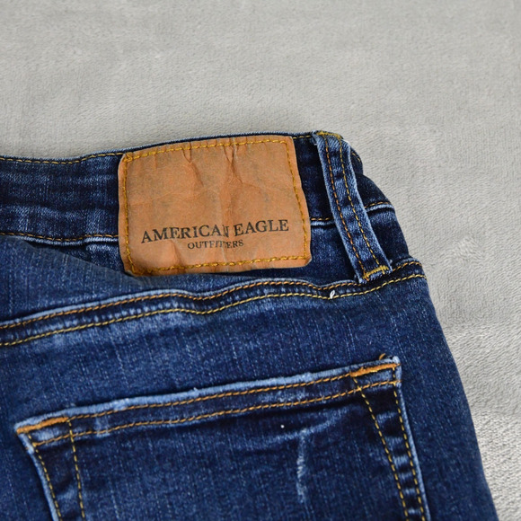 American Eagle Jeans Mens 26X28 (25x27 Meas) Skinny Blue Denim Distressed - Picture 8 of 12